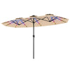 Double-Sided Patio Umbrella with Color-Changing Flowing Solar LED Lights-Beige