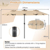 Double-Sided Patio Umbrella with Color-Changing Flowing Solar LED Lights-Beige