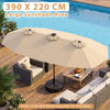 Double-Sided Patio Umbrella with Color-Changing Flowing Solar LED Lights-Beige