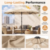 Double-Sided Patio Umbrella with Push Button Tilt and Crank and 12 Ribs-Beige