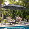 Double-Sided Patio Umbrella with Push Button Tilt and Crank and 12 Ribs-Grey
