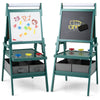 Double-sided Kids Easel with Magnetic Whiteboard and Chalkboard-Dark Green