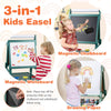 Double-sided Kids Easel with Magnetic Whiteboard and Chalkboard-Dark Green