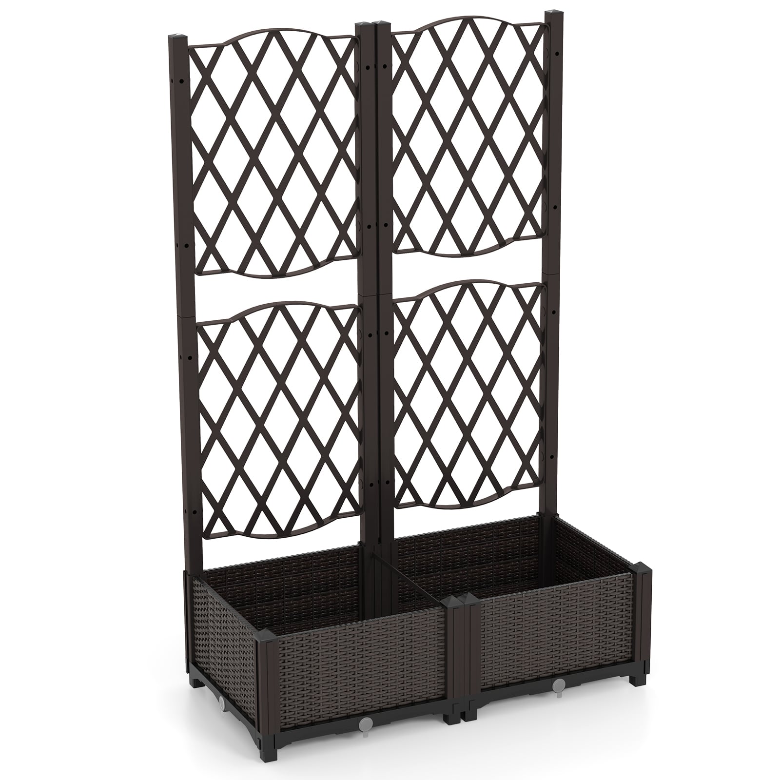 Double Box Outdoor Planter with Self Watering System-Brown