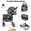 Double Pet Stroller with 2 Detachable Carriers 4-in-1 Foldable Dog Jogger Car Seat-Black