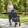 Double Pet Stroller with 2 Detachable Carriers 4-in-1 Foldable Dog Jogger Car Seat-Navy