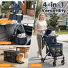 Double Pet Stroller with 2 Detachable Carriers 4-in-1 Foldable Dog Jogger Car Seat-Navy
