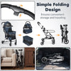 Double Pet Stroller with 2 Detachable Carriers 4-in-1 Foldable Dog Jogger Car Seat-Navy