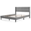 Single/Double Size Bed Frame with Wingback Headboard and Wooden Slats Support-Grey-Double Size