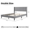 Single/Double Size Bed Frame with Wingback Headboard and Wooden Slats Support-Grey-Double Size