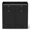 Double Tilt-Out Laundry Hamper Cabinet with Removable Baskets-Black