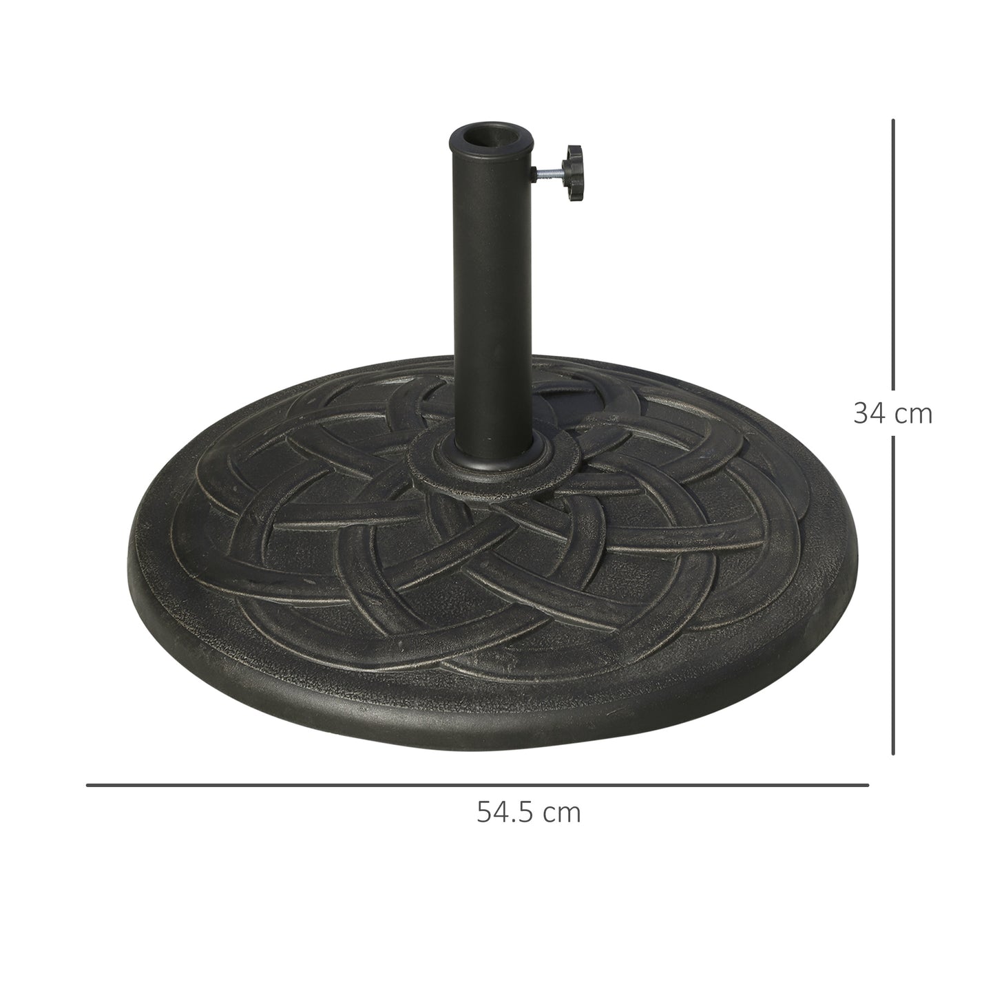 Outsunny 19KG Resin Umbrella Base Garden Parasol Base Stand Round Sun Shade Holder Suitable For Pole Between 38mm to 48mm