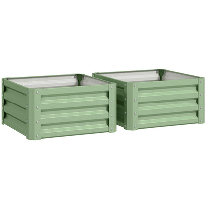 Outsunny Set of Two 60 x 60cm Steel Planter Boxes - Light Green