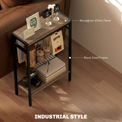 HOMCOM Three Shelf Industrial Side Table in Grey
