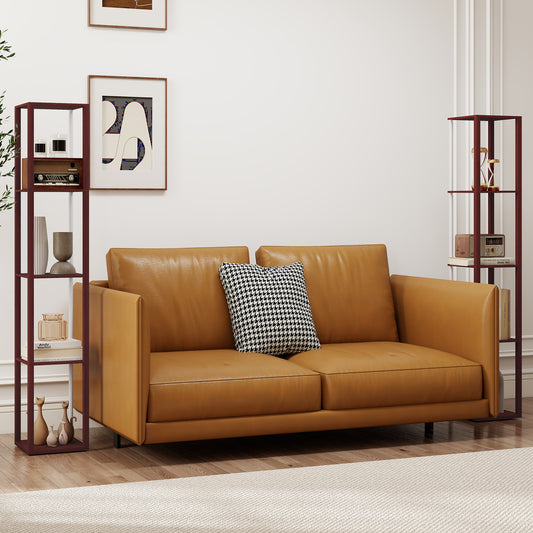 HOMCOM RGB LED Floor Lamp with Shelves in Brown