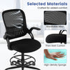 Drafting Chair Tall Mesh Swivel Task Chair with Flip Up Armrests and Adjustable Footrest Ring-Black