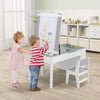 2-in-1 Kids Art Table and Art Easel Set with Chairs-Grey