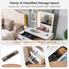 Vanity Table Set with 3-Color LED Lights Mirror and Charging Station-White