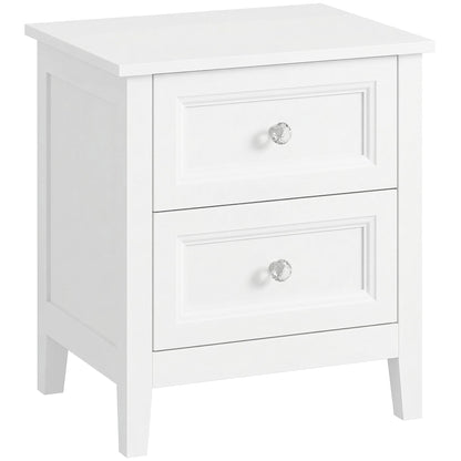 HOMCOM Nightstand with 2 Drawers Modern Bedside Table for Bedroom Living Room White