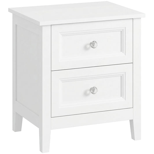 HOMCOM Nightstand with 2 Drawers Modern Bedside Table for Bedroom Living Room White