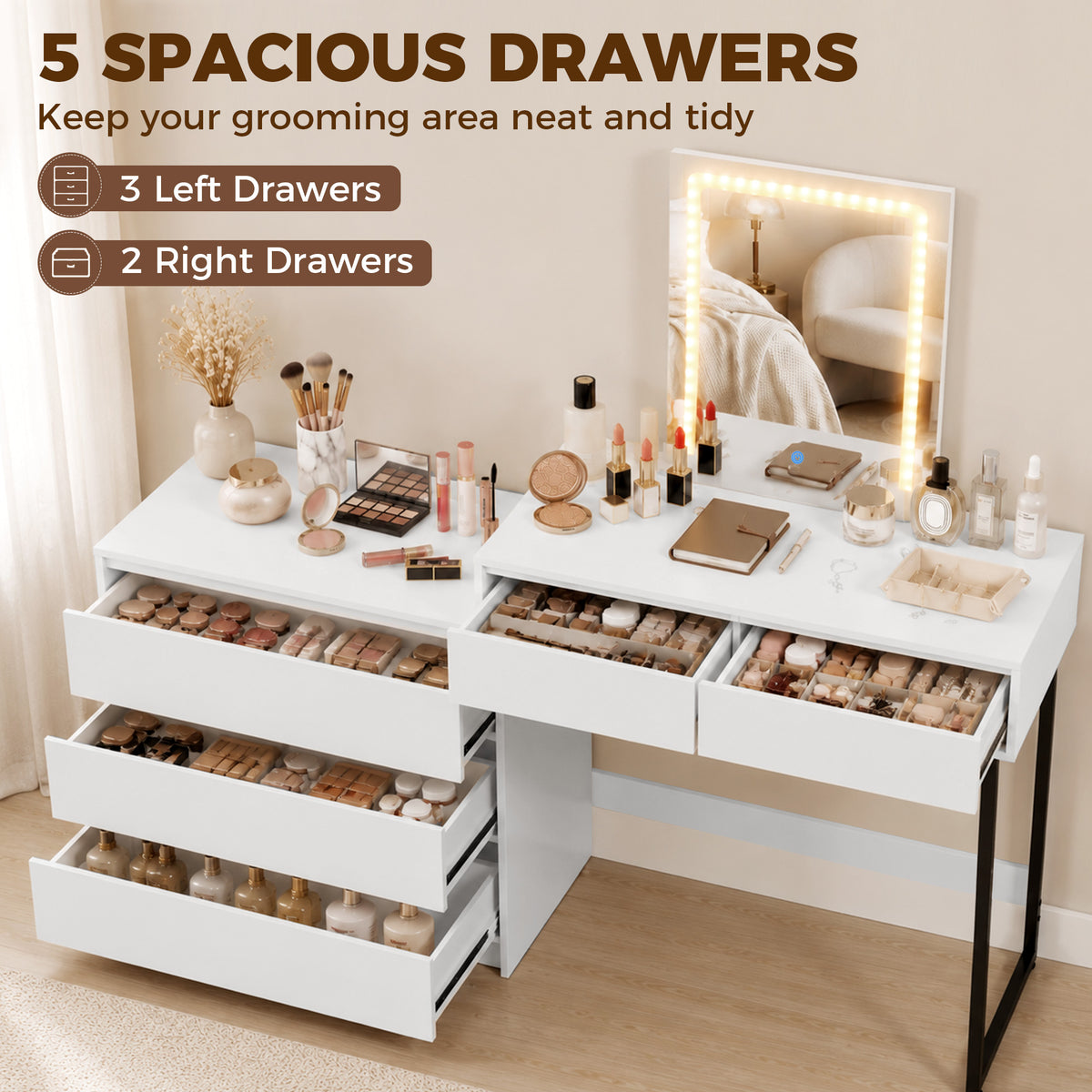 HOMCOM Vanity Makeup Desk in White