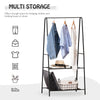 HOMCOM Metal Clothes Rack Coat Garment Hanger Hallway Organiser Hanging Rail Stand 2-tier Shoe Shelving A Shaped 77L x 45W x 153H cm Black