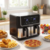 Dual-Zone Air Fryer with 10 Presets and LED Touchscreen Panel-Black