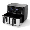 Dual-Zone Air Fryer with 10 Presets and LED Touchscreen Panel-Black