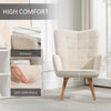 HOMCOM Modern Accent Chair Set of 2 Velvet-Touch Tufted Wingback Armchair Upholstered Leisure Lounge Sofa Club Chair with Wood Legs, Cream White