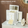 HOMCOM 4-Tier Jewellery Box with Mirror and 2 Drawers - White