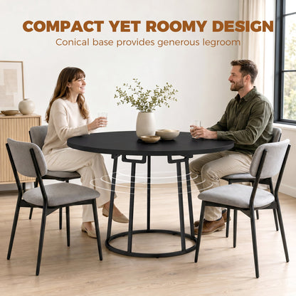 HOMCOM Dining Table Space Saving Kitchen Table Spliced Tabletop Conical Metal Base 120 cm Round Black