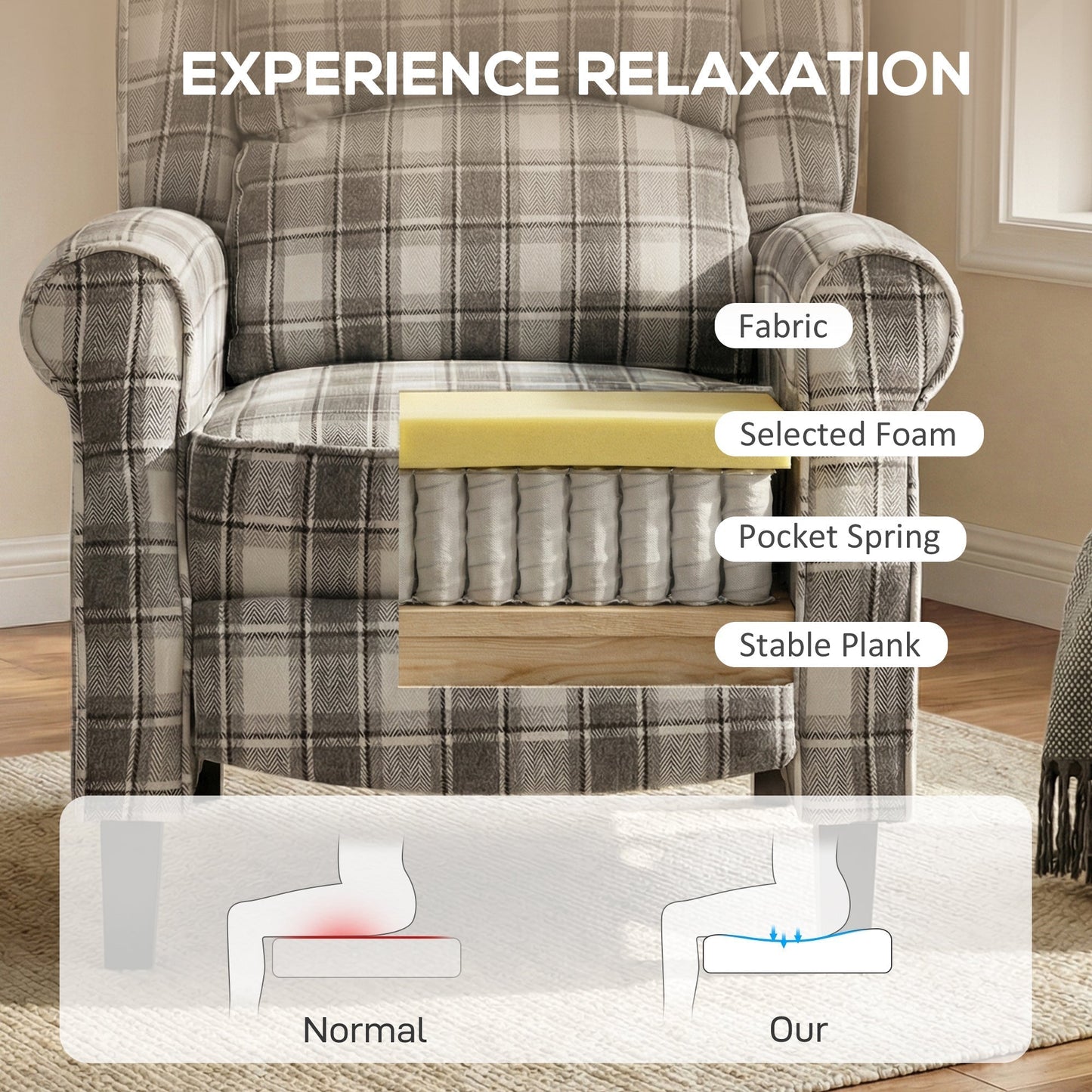 HOMCOM 160 degrees Reclining Armchair, with Footrest - Grey and White