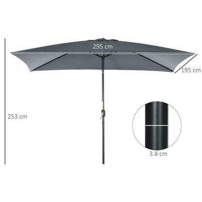 Outsunny Garden Parasol Umbrella with Aluminium Pole in Dark Grey