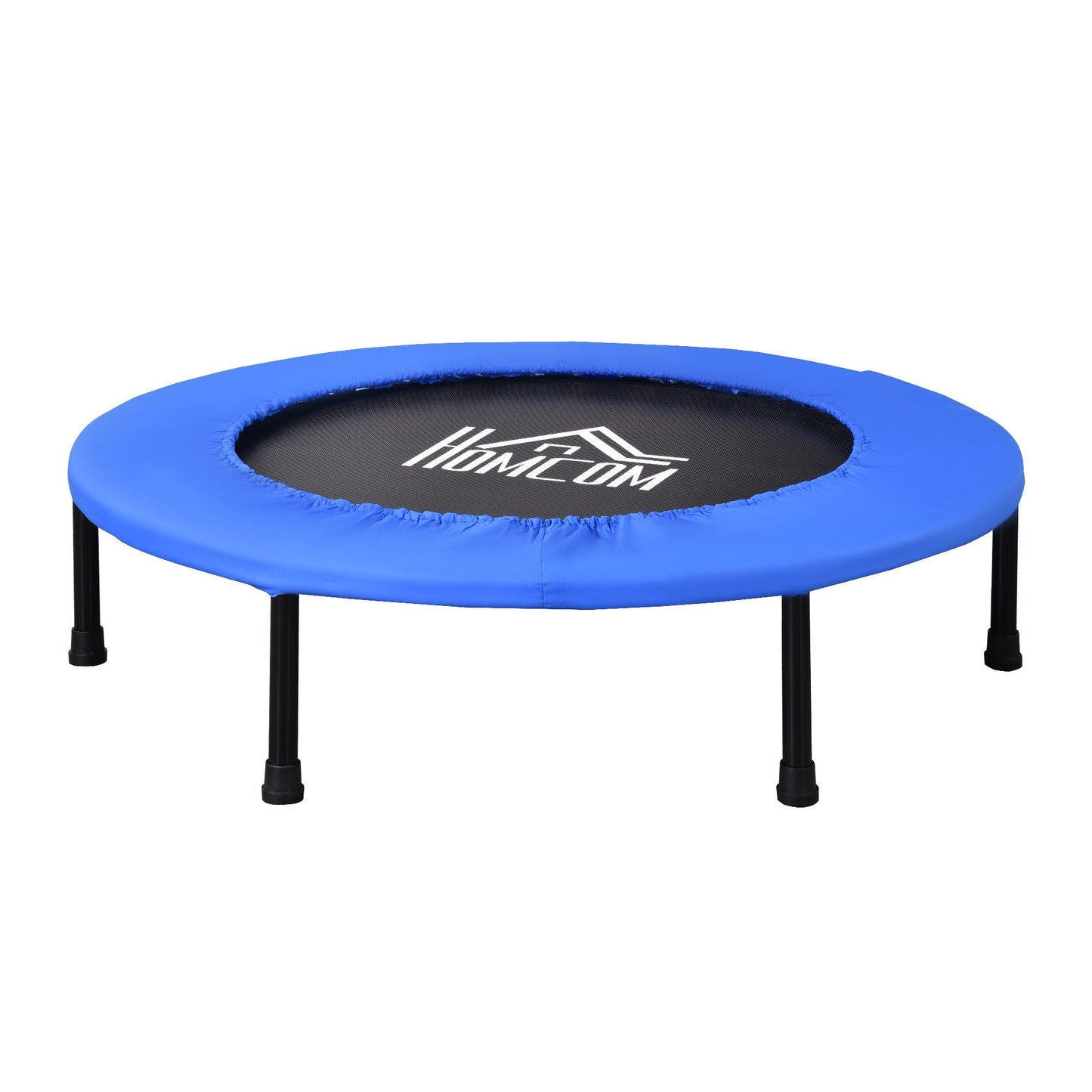 HOMCOM a91 Mini Fitness Trampoline Home Gym Yoga Exercise Rebounder Indoor Outdoor Jumper with Safety Pad, Support Up to 100 KG, Blue and Black