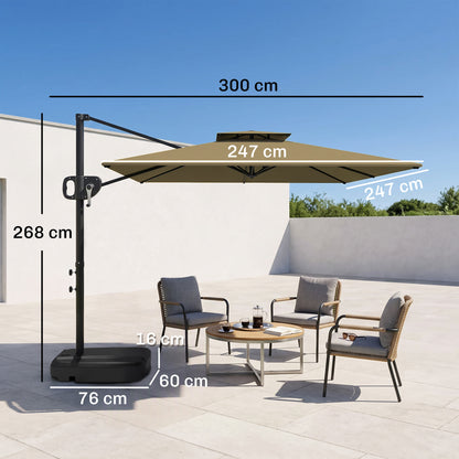 Outsunny Cantilever Parasol in Khaki
