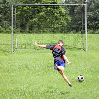 SPORTNOW مرمى كرة قدم 10 قدم × 6.5 قدم، شبكة كرة قدم للحديقة مع أوتاد تثبيت أرضية، إعداد سريع وبسيط