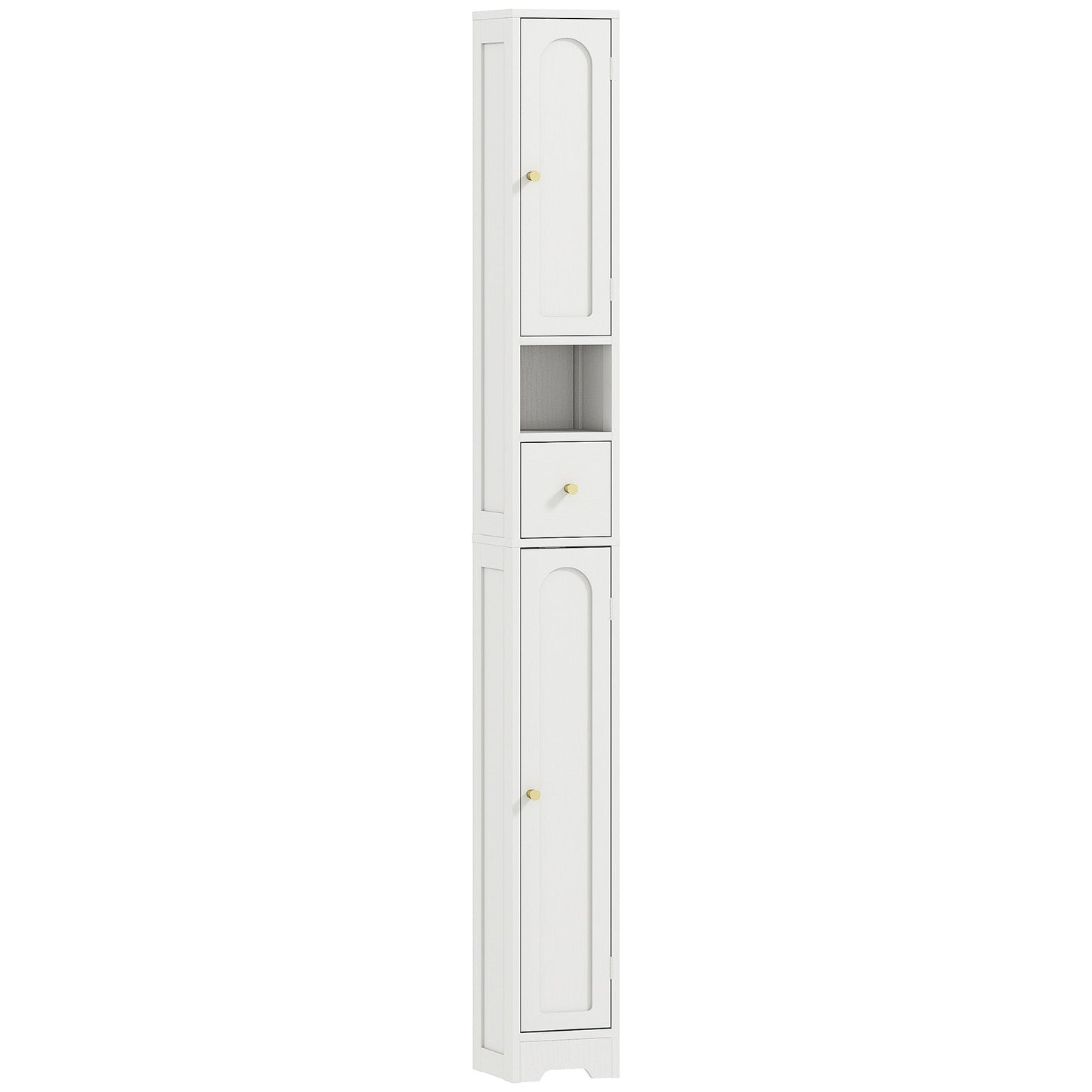 HOMCOM 185 cm Tall Bathroom Cabinet with Arched Doors - White
