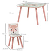 ZONEKIZ Kids and Table Chairs, Children Desk with Two Chairs, Toddler Furniture Set, for Ages 3-6 Years - Pink