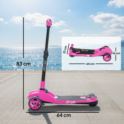 AIYAPLAY Three-Wheel Foldable Electric Scooter for Kids Aged 6-10 Years, Pink