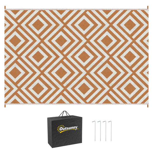 Outsunny Reversible Outdoor Rug in Brown