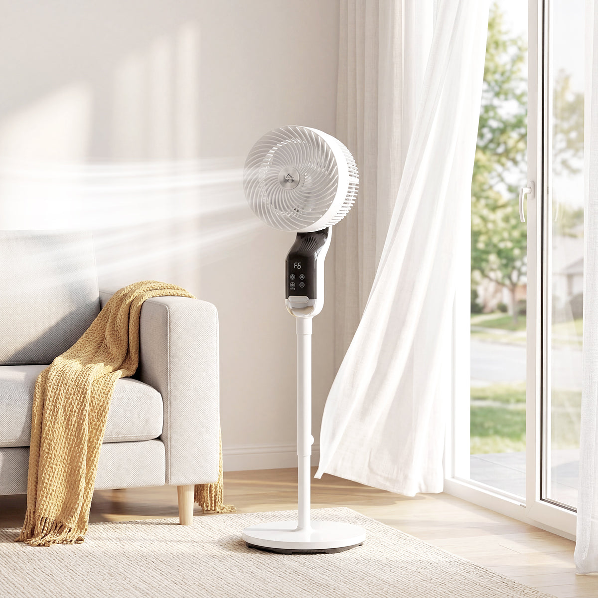 HOMCOM 20 dB Silent Standing Fan in White