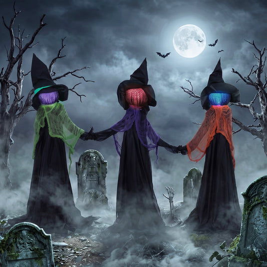 HOMCOM 120cm Witches Holding Hands Halloween Decorations Outdoor Indoor in Black