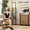 HOMCOM Floor Lamp with Shelves, 3 Layer Column Modern Standing Lamp for Living Room, Bedroom, Office, Bulb not Included, Black