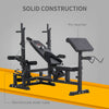 HOMCOM Weight Bench with Adjustable Barbell Rack, Leg Extension, Preacher Curl Pad and 20kg Barbell Set
