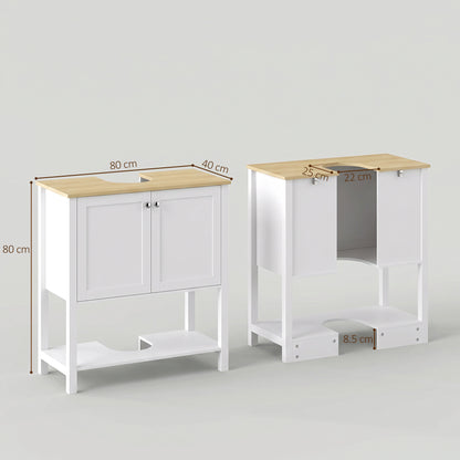 HOMCOM Under Sink Bathroom Cabinet with 2 Doors in White