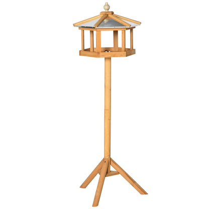 PawHut Wooden Bird Table Free Standing Feeder Garden Sheltered Feeding Station Parrot Stand Birdhouse a40x113cm