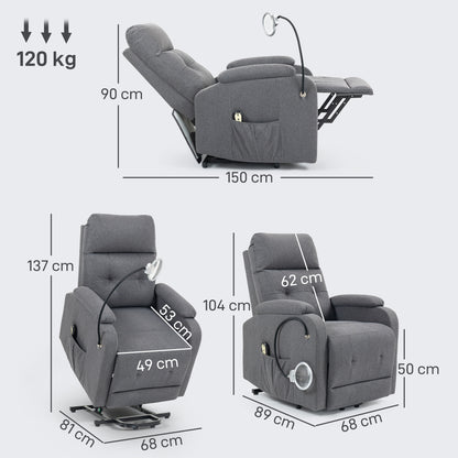 HOMCOM Electric Rise/Recline Armchair in Grey