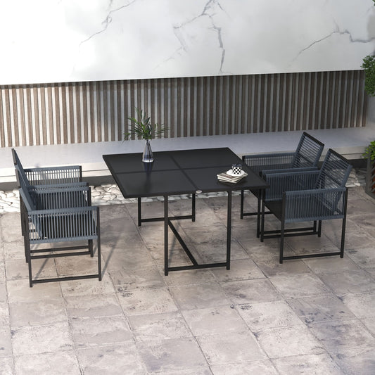 Outsunny Five-Piece Metal Dining Set in Dark Grey