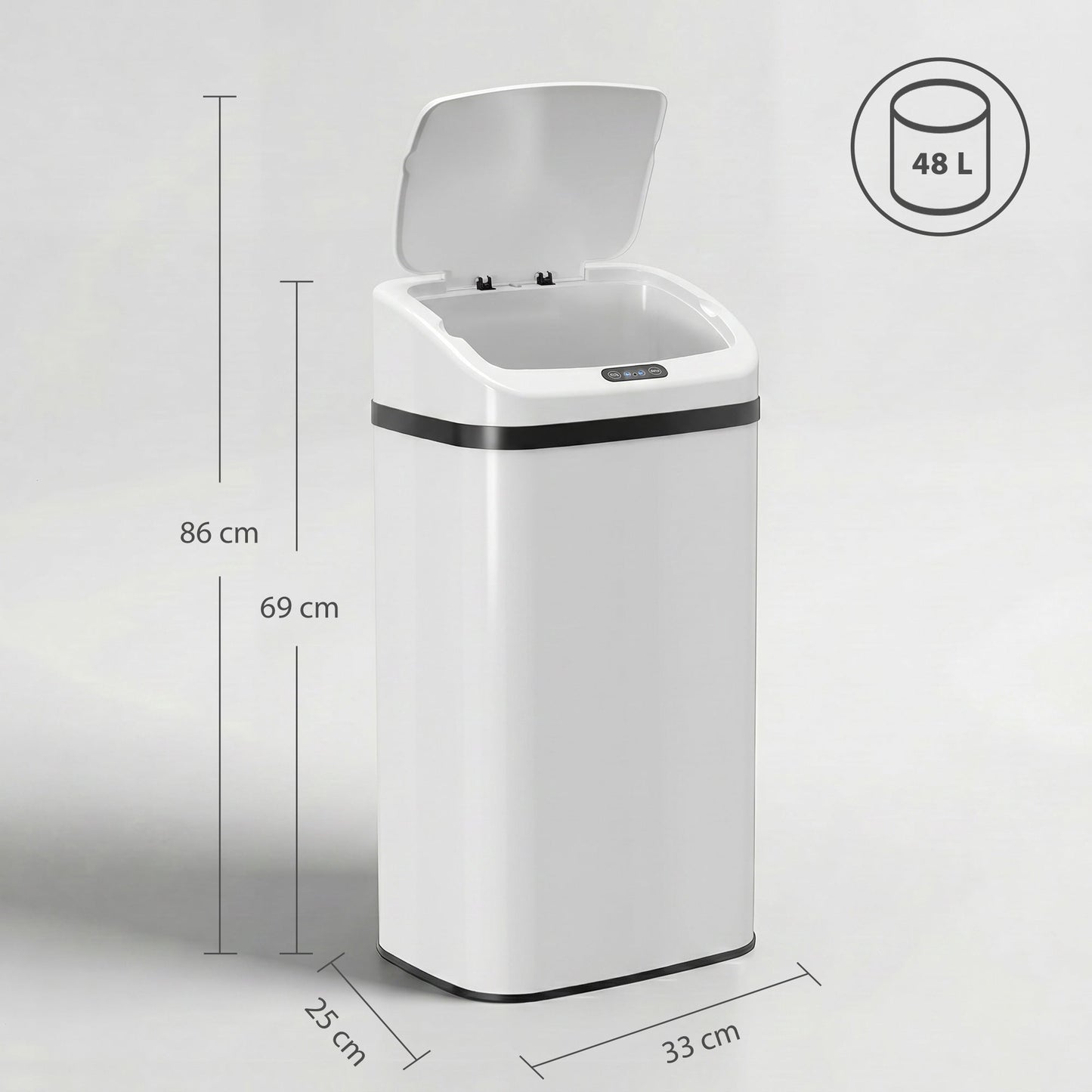 HOMCOM 48L Stainless Steel Sensor Bin - White