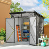 Outsunny 6 x 6ft Outdoor Storage Shed, Plastic Garden Shed with Windows and Air Vents, Outdoor Resin Tool Shed with Latch Doors for Garden, Deck, Light Grey